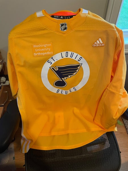 Pro Stock St. Louis Blues Yellow Adidas Practice Jersey Size 58 #94 Training Camp