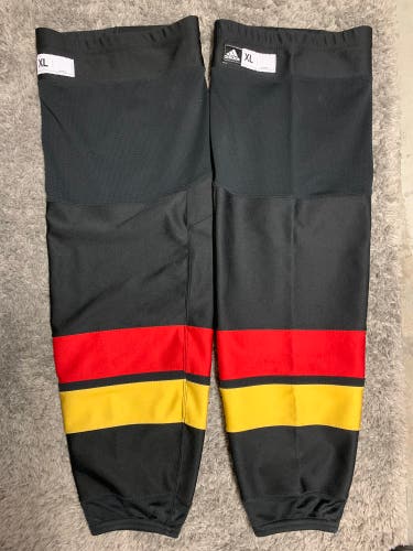 Adidas Pro Stock Hockey Socks XL Canucks Black Skate Logo