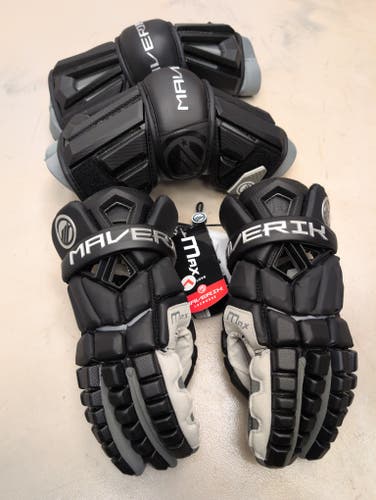 Large Maverik Max Gloves 13" + Arm Guards BUNDLE (New)