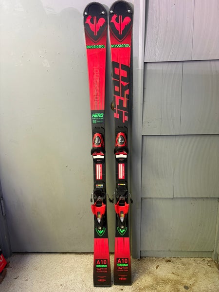 Rossignol Hero Athlete SL 142 cm Racing Skis With Bindings Max Din 10 (Used)