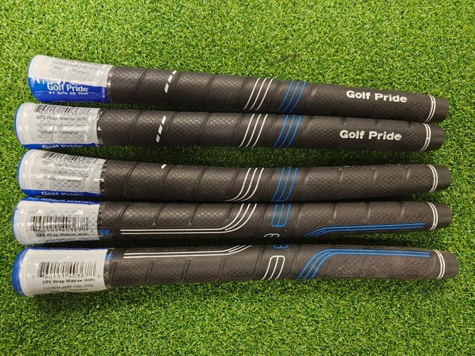 Lot of 5 Golf Pride CP2 Wrap Grip (Black/Blue, MIDSIZE) NEW