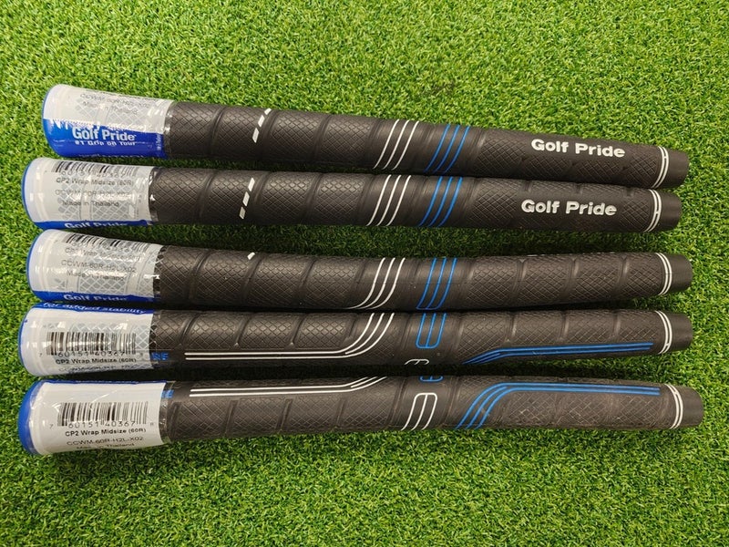 Lot of 5 Golf Pride CP2 Wrap Grip (Black/Blue, MIDSIZE) NEW