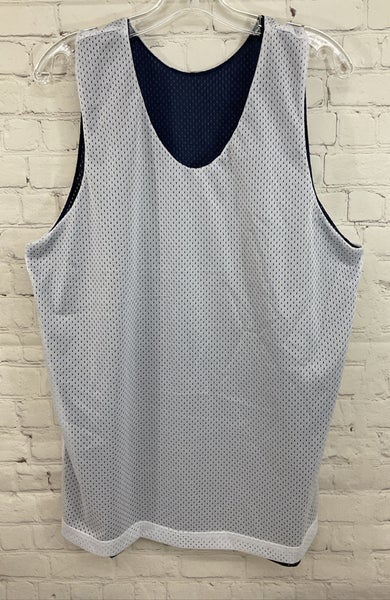 A4 38997 Adult 100% Polyester Mesh Reversible Basketball Jersey Navy White Small