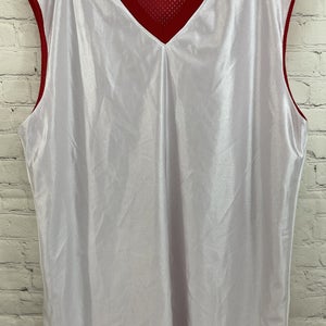 A4 38997 Adult 100% Polyester Mesh Reversible Basketball Jersey Red White Large