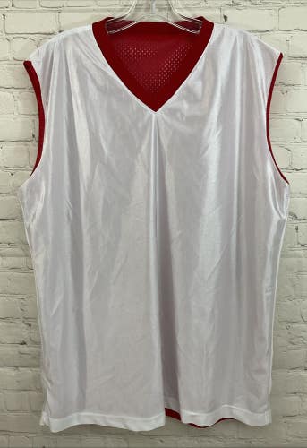 A4 38997 Adult 100% Polyester Mesh Reversible Basketball Jersey Red White Large