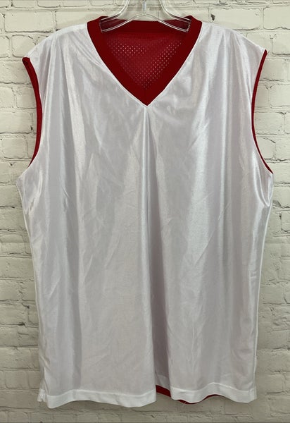 A4 38997 Adult 100% Polyester Mesh Reversible Basketball Jersey Red White Large