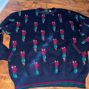 Vintage Orvis allover knit print golf sweater size XL