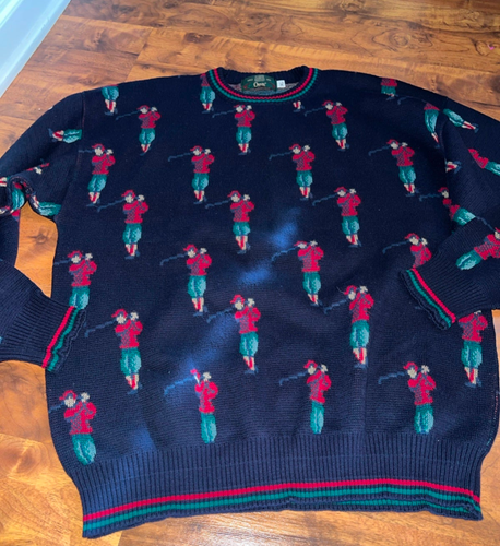 Vintage Orvis allover knit print golf sweater size XL