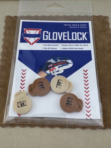 New Blond and Tan Glove Locks Keep Baseball Glove Laces Tight