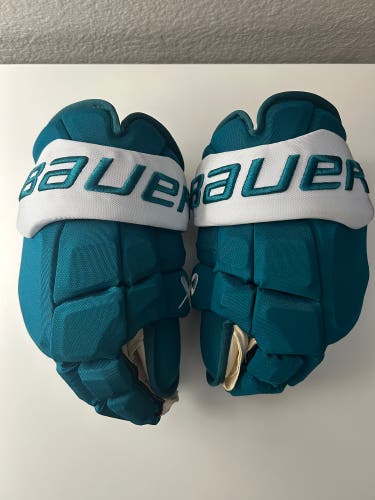 San Jose Sharks Bauer Supreme Mach Gloves 14" Pro Stock (New)