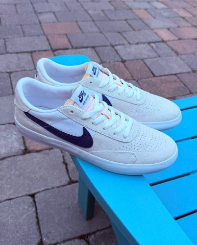 Men's Nike SB Heritage Vulc Skateboard Sneakers White Deep Royal Blue US Sz 10.5