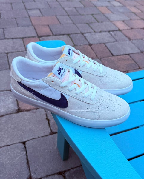 Men's Nike SB Heritage Vulc Skateboard Sneakers White Deep Royal Blue US Sz 10.5