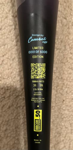 NEW Combat MFG Spec A1 “Work To Shine” #0001 of 5000 31/28 (-3) BBCOR