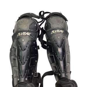 Used All-Star BLK SHIN GUARDS Catchers Leg Guards Black Intermed 11347-S000257057