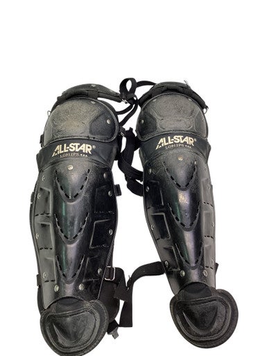 Used All-Star BLK SHIN GUARDS Catchers Leg Guards Black Intermed 11347-S000257057
