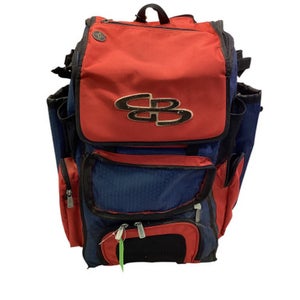 Used BoomBah 4 BAT ROLLING BAG BB/SB Player Wheeled Bag Navy Blue And Red 11347-S000257009