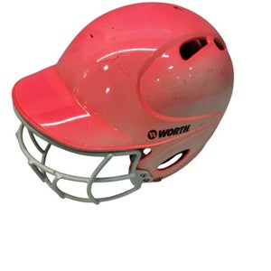 Used Worth HELMET WITH MASK Batting Helmet w/Mask Neon Pink SM 11347-S000256938