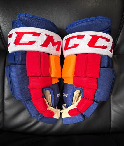 CCM HG97 PP St Louis Blues Reverse Retro Pro Stock Hockey Gloves Size 15