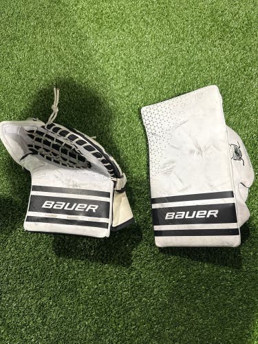 White Youth Bauer GSX Prodigy Goalie Glove & Blocker Set Regular (Used)