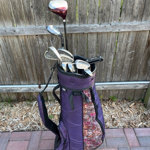 Women's Complete Right Handed Golf Club Set with Floral Cart Bag