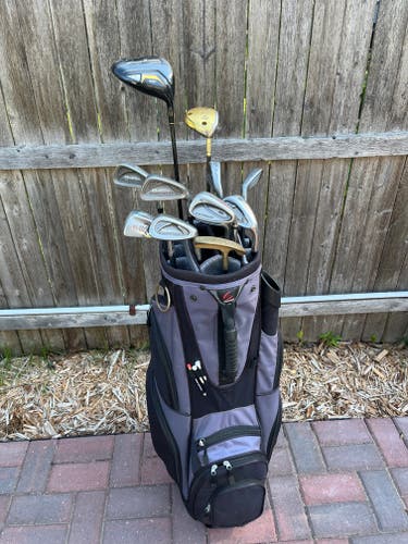 Men's Complete Right Handed Golf Club Set with Cart Bag