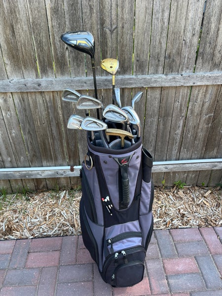Men's Complete Right Handed Golf Club Set with Cart Bag