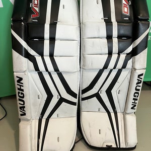 Black 24" Youth Vaughn Velocity V10 Goalie Leg Pads (Used)
