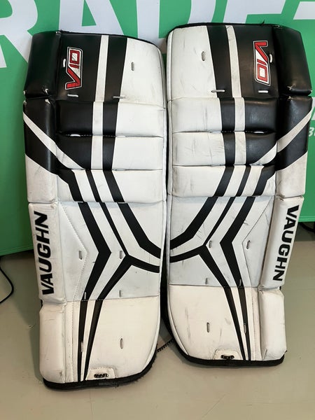 Black 24" Youth Vaughn Velocity V10 Goalie Leg Pads (Used)