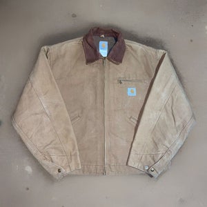 VTG Carhartt J01 USA Detroit Blanket Lined Brown Canvas Chore Coat Jacket 48 Reg
