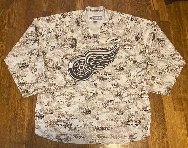 Vintage Nicklas Lidstrom Detroit Red Wings Camo Military Reebok NHL Jersey XXL