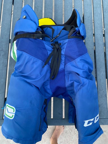 Blue Senior VANCOUVER CANUCKS Large CCM HPTK Hockey Pants Pro Stock (Used)