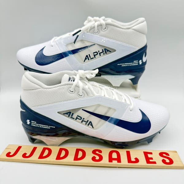 Nike Alpha Menace 4 Pro Football Cleats White Midnight Navy  display picture 3
