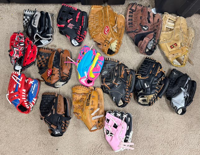 (15) Baseball Glove lot (Used)