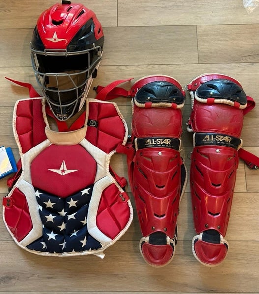 All-Star System7 Axis USA NOCSAE Adult Baseball Catcher's Gear Set 7-7.5 Helmet