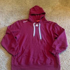 Red Adult Unisex XL CCM Sweatshirt with skate lace