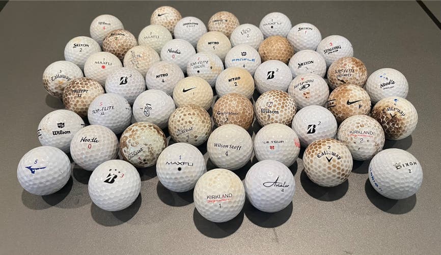 50 assorted GOLF balls - wide Variety TITLEIST Callaway Nike Kirkland LOTu2