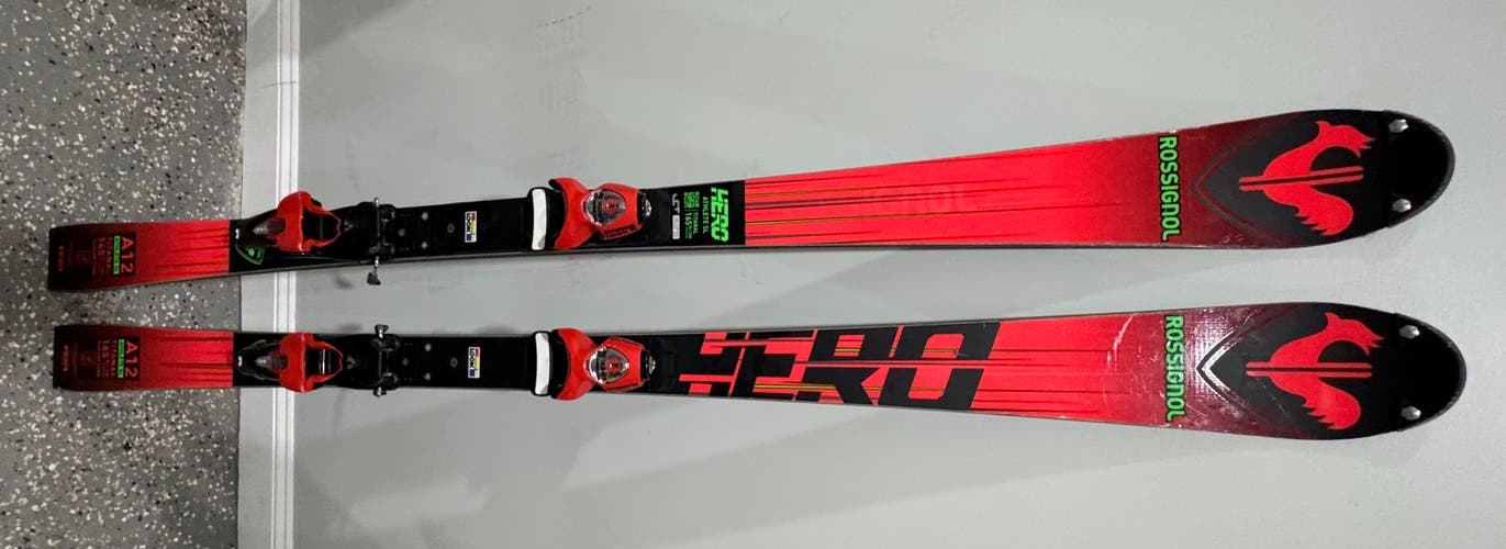 2024 Rossignol 165 cm FIS Hero Athlete SL Skis w Rockerace SPX 15 bindings (Used)