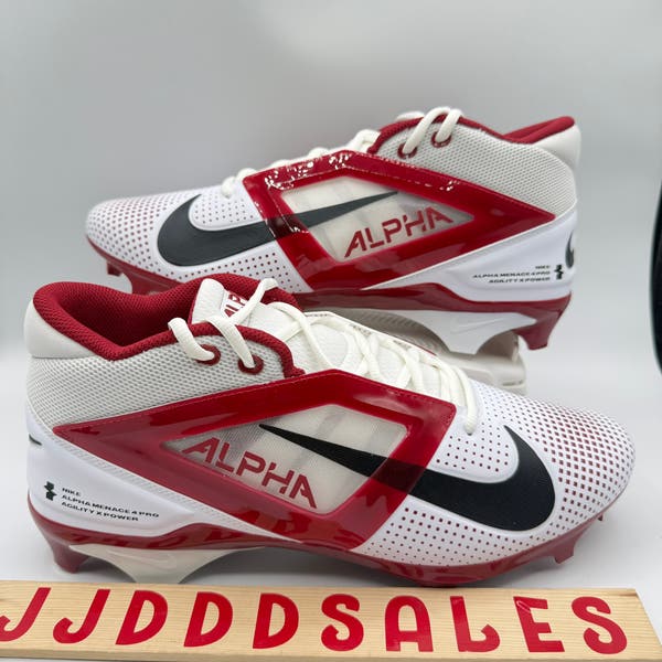 Nike Alpha Menace 4 Pro Football Cleats White Dark Red  display picture 1