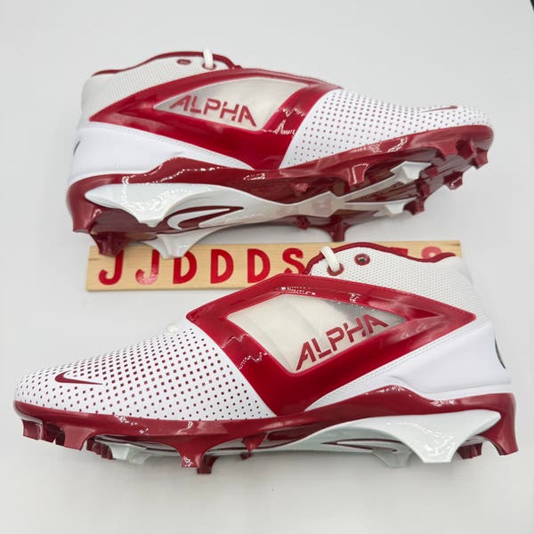 Nike Alpha Menace 4 Pro Football Cleats White Dark Red  display picture 3