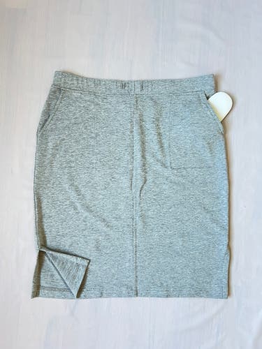 J. Jill Pure Jill Grey Sport skirt elastic waist Pockets slit hem women S 32-40"