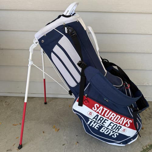Barstool Golf Saturdays Are For The Boys SAFTB Golf Bag Stand Carry White Blue