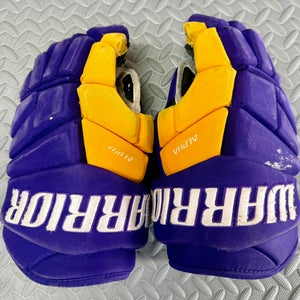 Warrior Alpha Pro Team Gloves 13" Pro Stock (Used) LA Kings Crown Purple and Gold Read