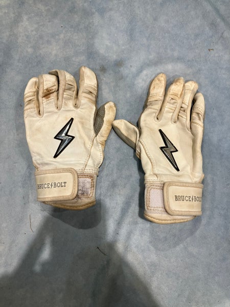 White Youth Large Bruce Bolt Batting Gloves (Used)
