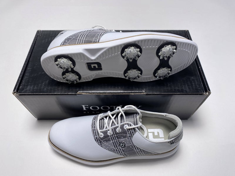 FootJoy FJ Traditions Golf Shoes White Zebra Black Women's SZ 7 (97904)