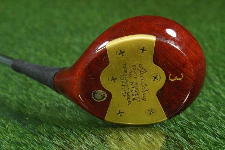 VINTAGE SPALDING PERSIMMON WOOD TOP-FLITE H7094 3 WOOD TRUE TEMPER DYNAMIC RH