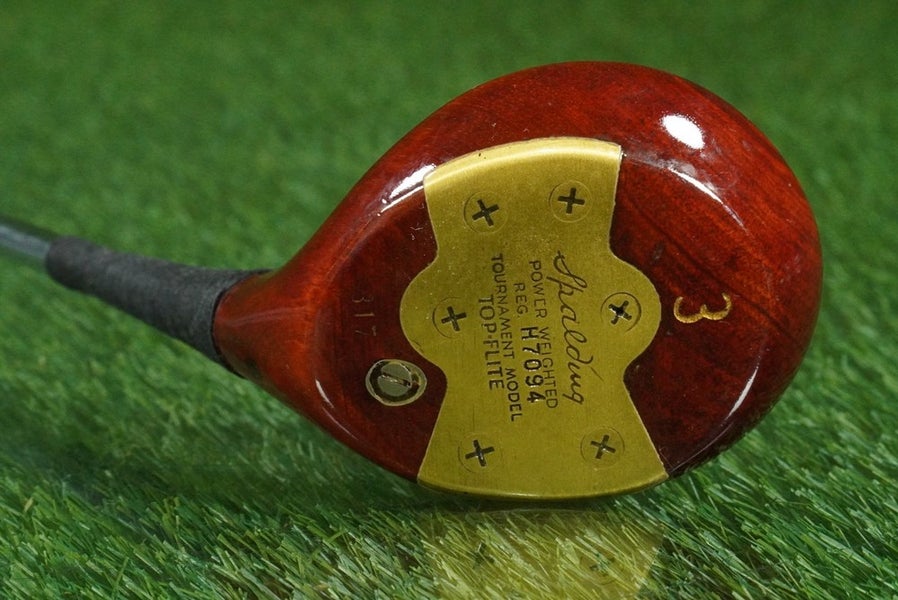VINTAGE SPALDING PERSIMMON WOOD TOP-FLITE H7094 3 WOOD TRUE TEMPER DYNAMIC RH