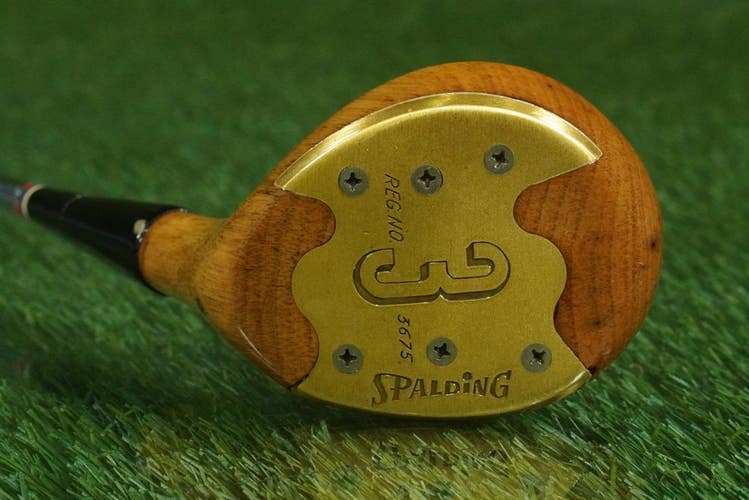 VINTAGE SPALDING PERSIMMON WOOD REG NO. 3675 3 WOOD STEEL POWER SHAFT RH