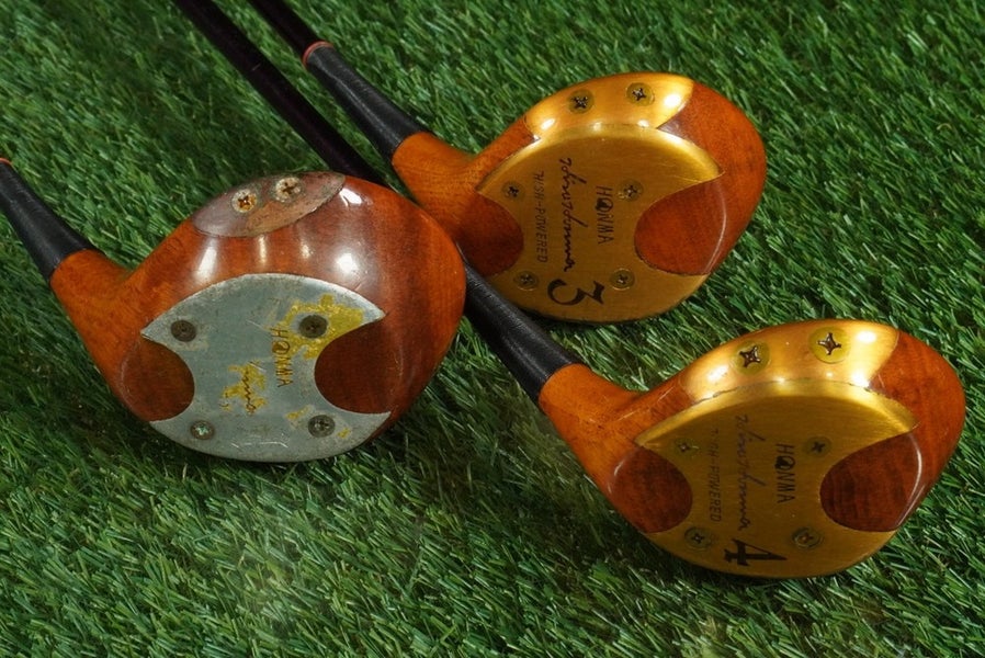 VINTAGE HONMA HIGH-POWERED PERSIMMON WOODS SET 1W,3W,4W GRAPHITE STIFF FLEX RH