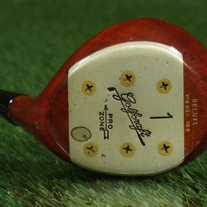 VINTAGE GOLFCRAFT PERSIMMON WOOD PRO ZONE DELUXE DRIVER STEEL HEDDON SHAFT RH