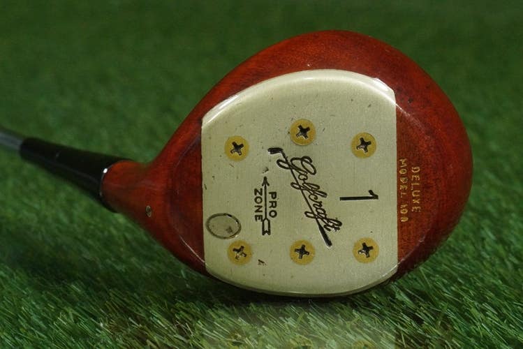 VINTAGE GOLFCRAFT PERSIMMON WOOD PRO ZONE DELUXE DRIVER STEEL HEDDON SHAFT RH